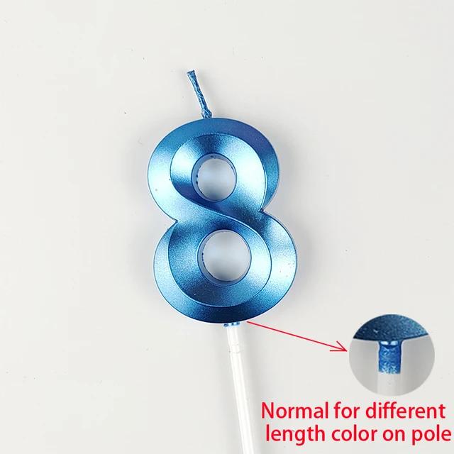 0-9 Numer Candle Pink Blue Happy Birthday 3D Number Candles Cake Topper Decoration Baby Shower Supplies Wedding Party Decor