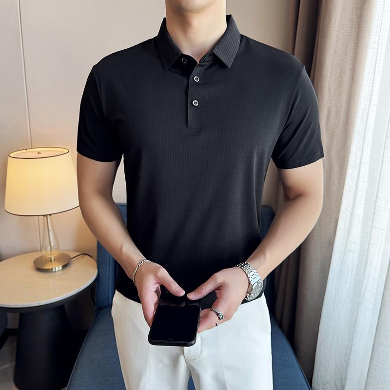 

2025 Summer Polo Shirt Men Light luxury Brand Polo Shirt Men Short Sleeve Tee Shirt Fashion Tops Quality Clothes Golf Wear 4XL чёрный