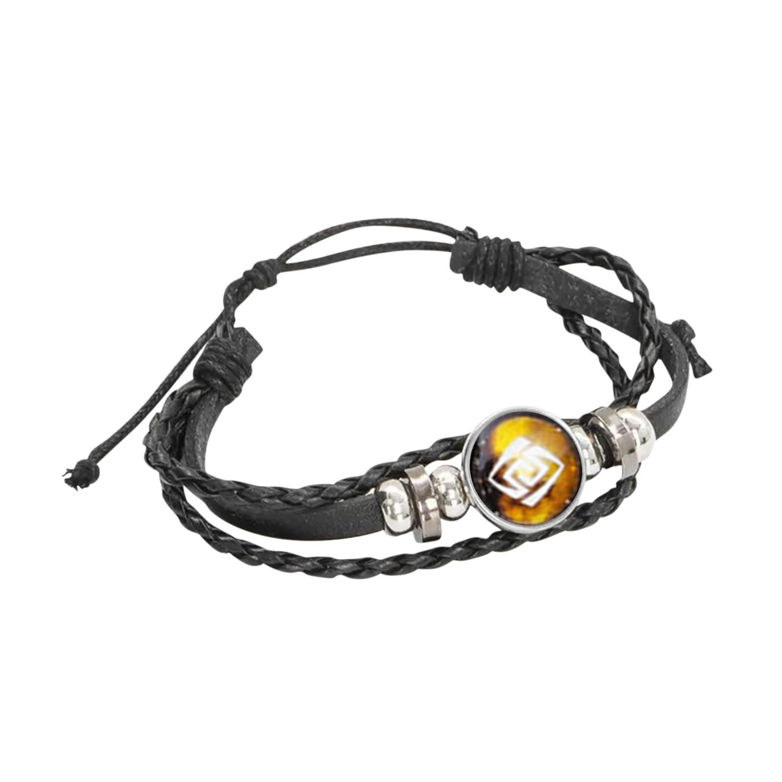 

Мужской винтажный черный браслет с головой волка, плетеный вручную из кожи One Size