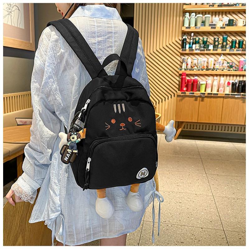 Cute Cartoon Kitten Backpack Girl's Heart Preppy Style Sweet Schoolbag Large Capacity All-matching Student Travel