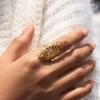Uworld Classic Hollow Flower Open Rings For Women Minimalist 18K Gold PVD Plated Stainless Steel Rings Fashion Jewelry Gift