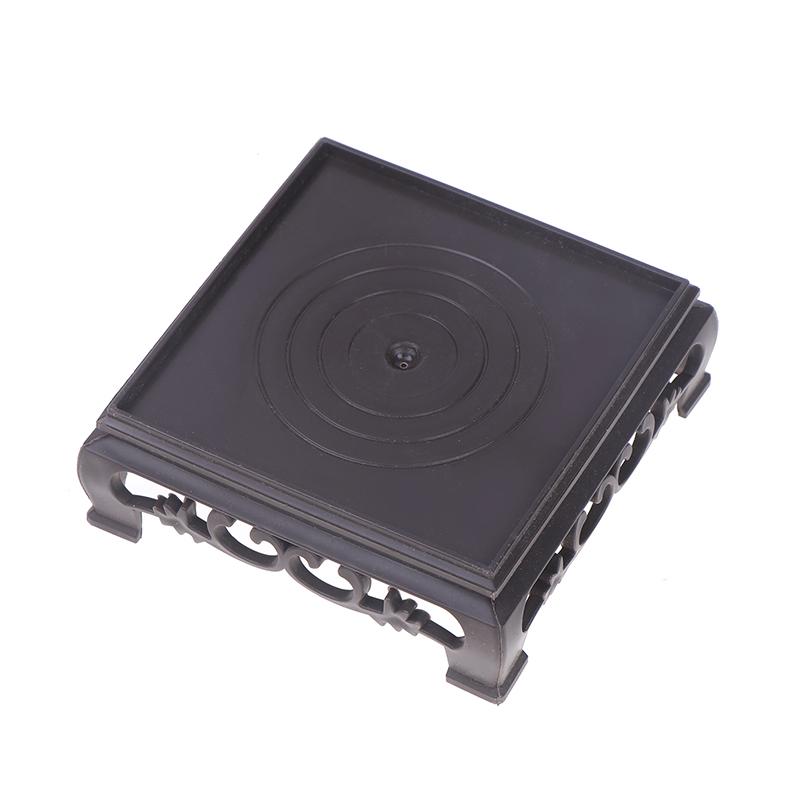 Deep Brown Carving Wooden Look Plastic Base Tray Flowerpot Holder Round Square Multi-Functional Teapot Vase Fish Tank Base