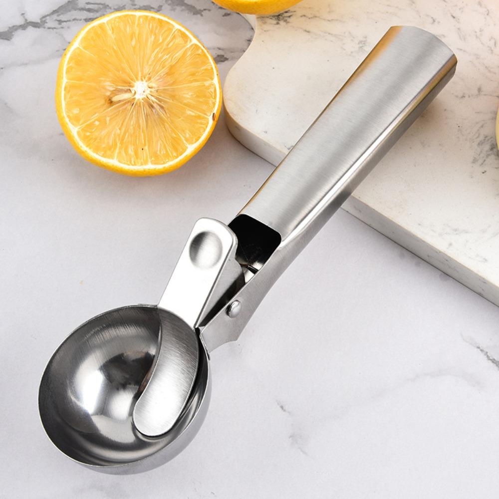 3 stk Rustfast iskremskje Press-type Design Fruktballskje Iskremkulegraver Avocado