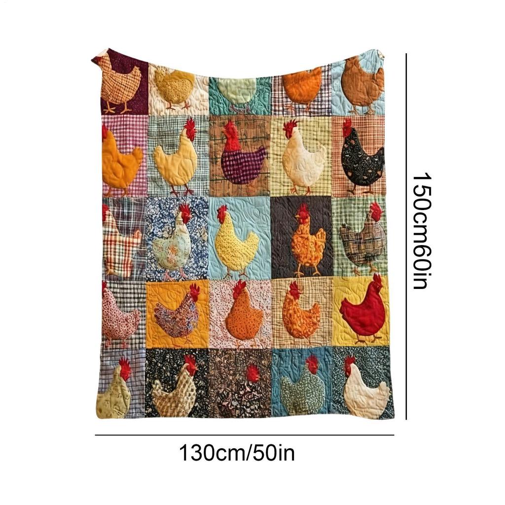 Rooster Blanket Foldable Breathable Soft Quilt Chicken Print Blanket For Family Friend Sofa Bed Indoor Home Bedroom Birthdays