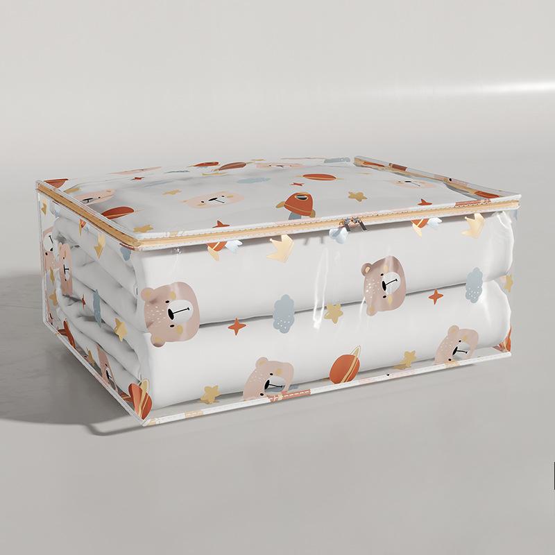 Large Capacity Household Clothes Organizer Dustproof Waterproof Transparent Quilt Bag New Printed Three-Dimensional Storage Bag