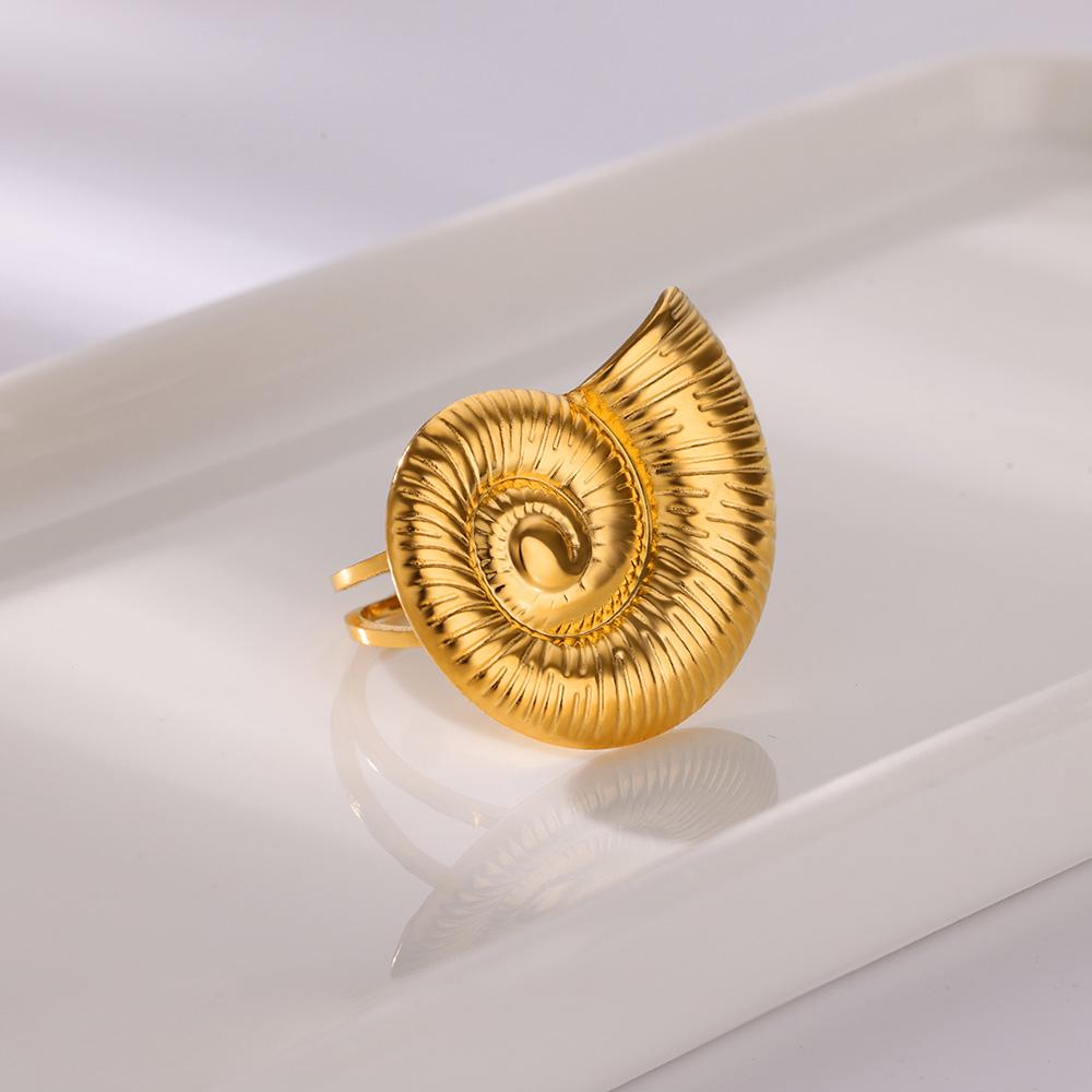 Vintage Conch Rings For Women Gold Color Stainless Steel Geometric Conch Ring Wedding Statement Summer Ocean Jewelry Gift Bff