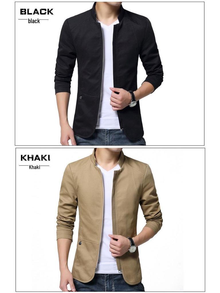 Kurtka w stylu europejskim ze stójką i spranym kołnierzem - kolekcja jesienna 2021, odzież na każdą porę roku