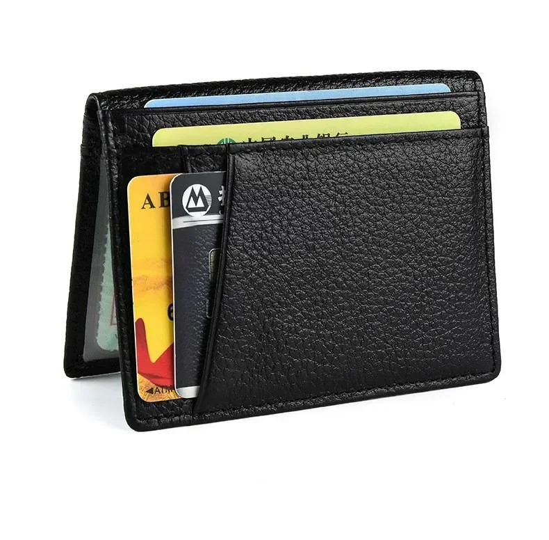 Superschlanke, weiche Geldbörse, 100 % echtes Leder, Mini-Kreditkarten-Geldbörse, Geldbörse, Kartenhalter, Herren-Geldbörse, dünn, klein