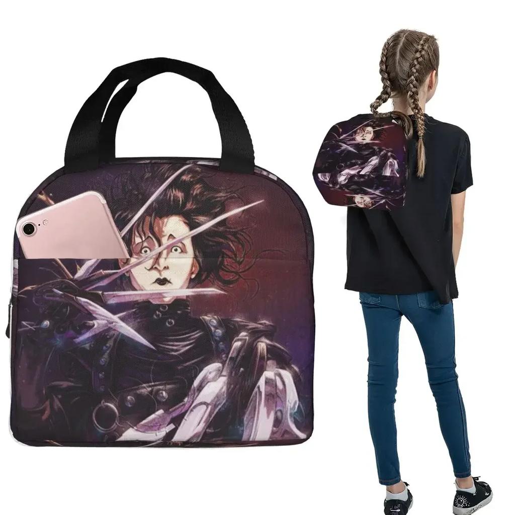 Edward Scissorhands Insulated Lunch Bag for Women Children Leakproof Food Boxes Thermal Lunch Box Tote
