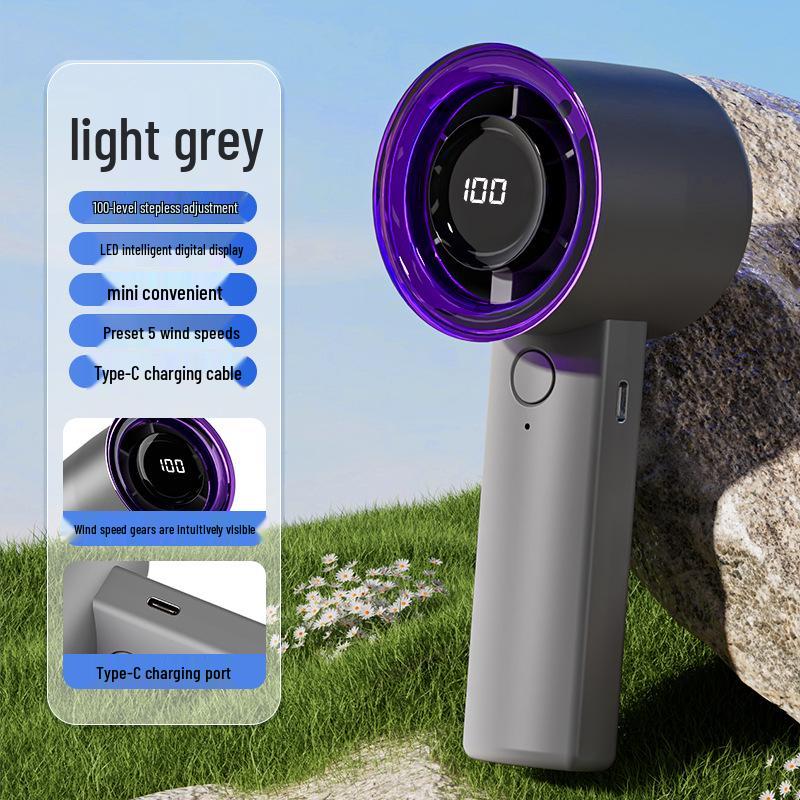 Compact USB Rechargeable Handheld Digital Display Fan for Dorms and Portability USB Rechargeable