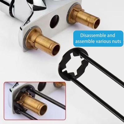 2Pcs Multifunctional Sink Wrench 360-Degree Rotation Bathroom Home Fittings Pipe Maintenance Four-claw Hexagon Wrench Kit