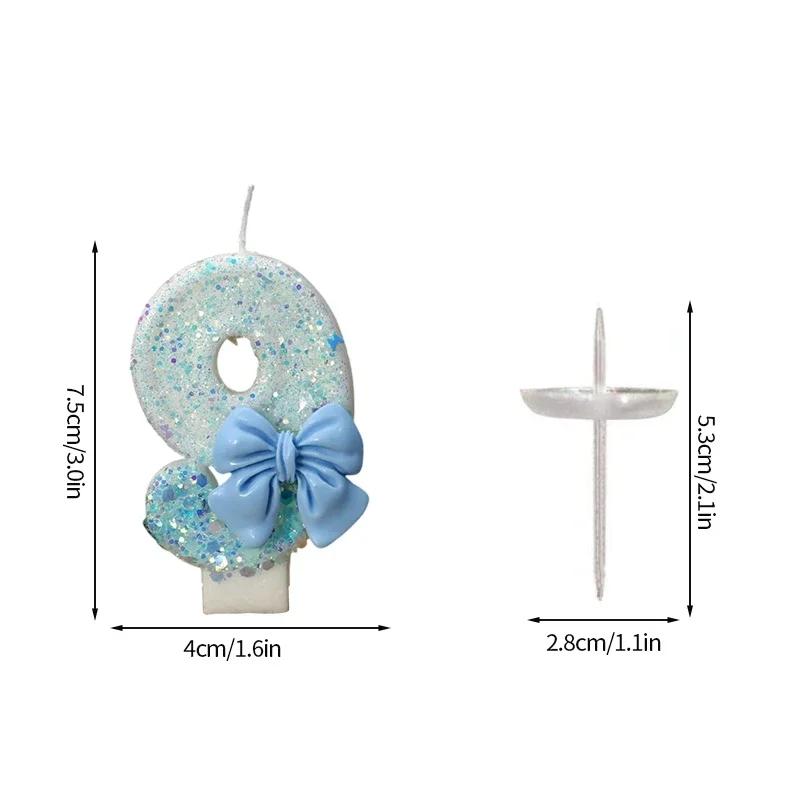 Bow Birthday Candles Number Candle Cake Candle Decoration Baby Shower Party Cake Topper Decor Anniversary Decor