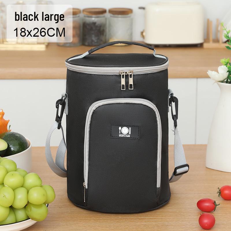 Round Insulated Oxford Cloth Lunch Bag - Aluminum Foil Lined Handbag for Students & Office Workers
