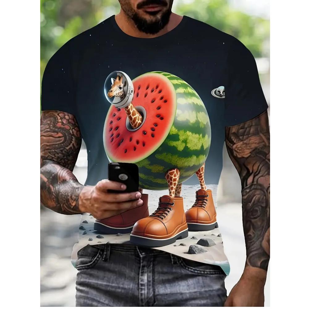 Men's T-Shirt Funny Fruit 3D Print Unisex Short Sleeve Cute Round Neck Pullover Tops Trend Streetwear Comfortable Men's Clothing