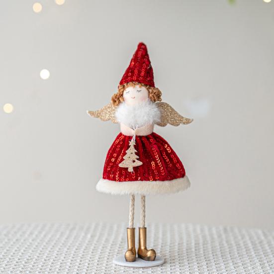 Christmas Angel Doll Ornament Handcrafted Fabric Angel Doll Plush Fairy Elf Figurine for Christmas Party New Year Birthday Wedding Decor