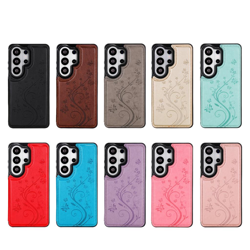 Emboss Flower Luxury Magnetic Cards Solt Wallet Leather Case for Samsung S26 Ultra Edge S25 Plus S24 S23 FE Note 20 Bag Cover