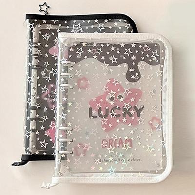 PVC Binder 6-Ring Zipper Edging Transparent Storage Album for Cards Photos Documents Journaling Scrapbooking Handcraft Collection