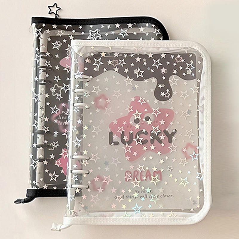 Zipper Edging Album Binder Collect Book Refill Organizer DIY Journal Dairy Transparent Kpop Idol Photo Album Kawaii Stationery
