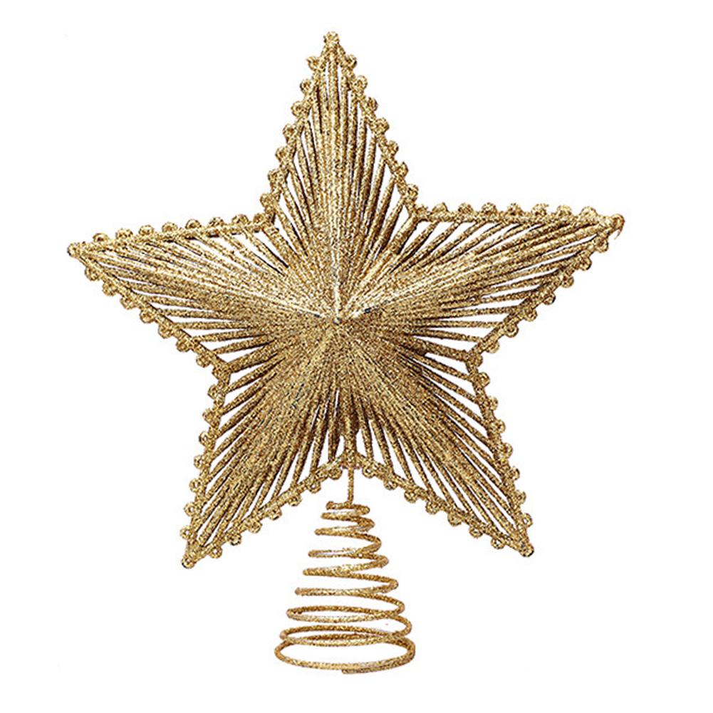 20cm Glitter Christmas Tree Topper/Ornament Five-Pointed Star Glitter Star Tree Topper for Home Christmas Tree New Year