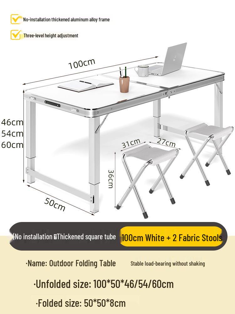 Adjustable Height Aluminum Folding Picnic Table & Chairs Set for Outdoor Camping & BBQ