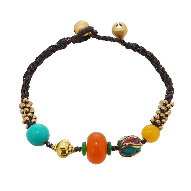 Original design woven Tibetan yellow honey bracelet men's and women's personalized Tibetan bracelet Nepalese style accessories