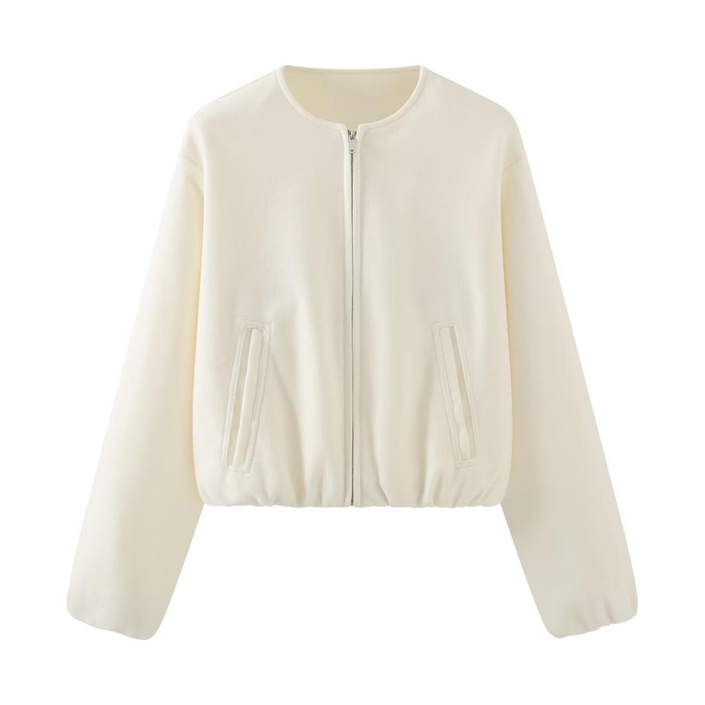 European and American style, new women's clothing, fashionable, casual, round neck soft flight jacket