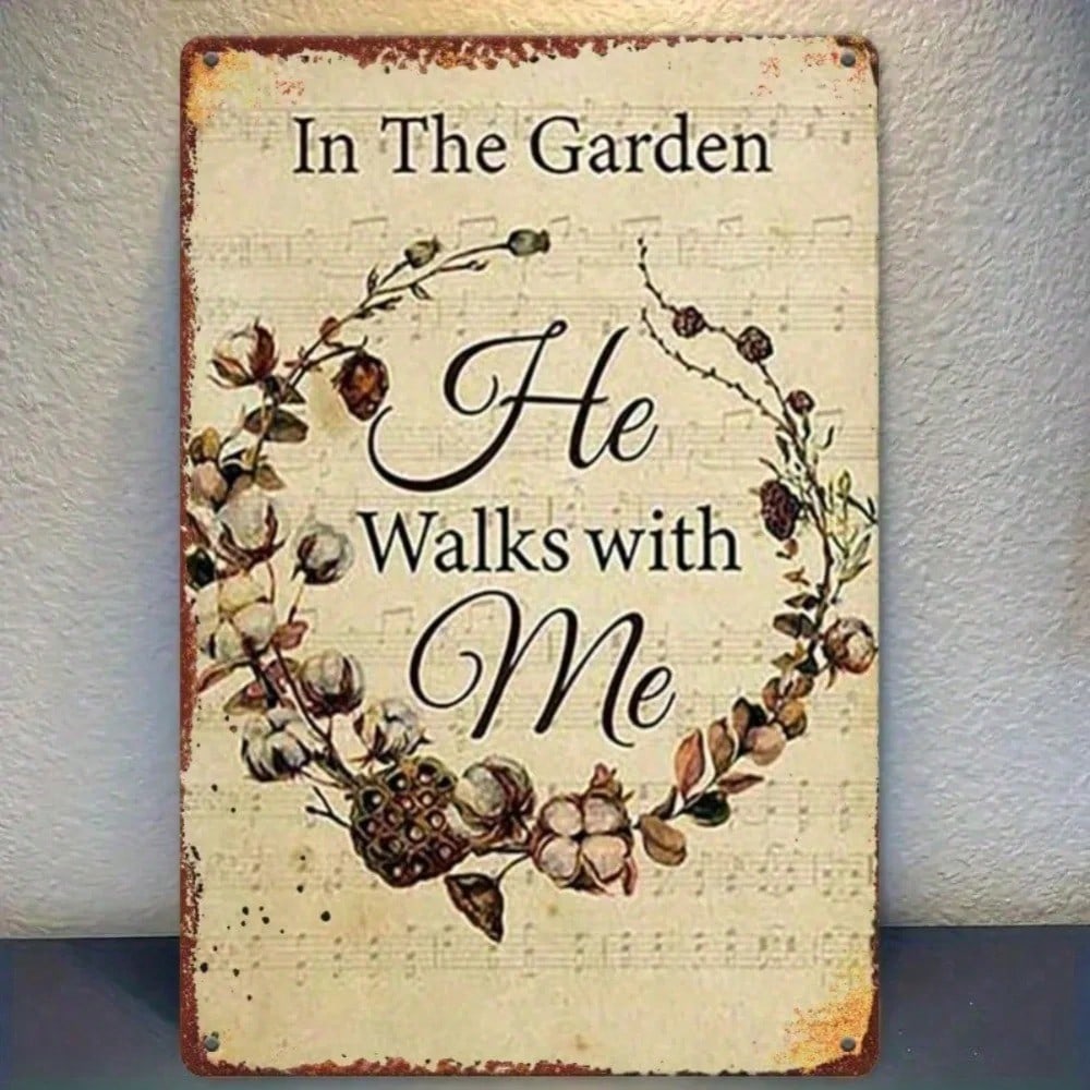 

Vintage Metal Floral Wreath Sign 8x12 Inch Rustic Wall Art Handmade Home Decor Farmhouse Modern Living Room Garden Decor 20x30cm