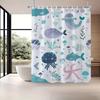 Cartoon Ocean Shower Curtain, Starfish Jellyfish Whale Fish Seaweed Bathroom Partition Curtain, Bathroom Bathtub Shower Curtain