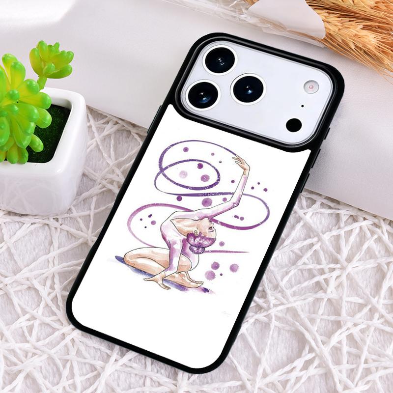 Gymnastics Oil Painting Soft Phone Case for iPhone 17 Air 16 15 11 12 14 13 Pro Max Shockproof Cover