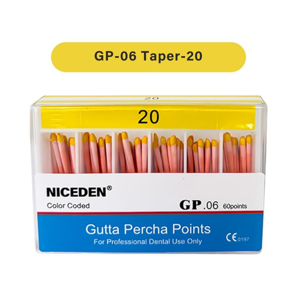 Niceden Dental Gutta Materials Percha Root Points Endodontics Cotton Fiber Tips Dentistry GP Canal Taper 02 04 06 #15-40 F1-F3