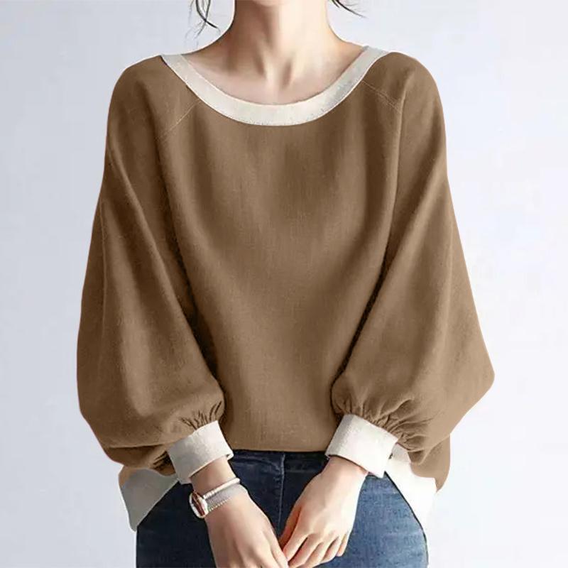 ZANZEA Dámská ležérní halenka s kulatým výstřihem a volným dlouhým rukávem