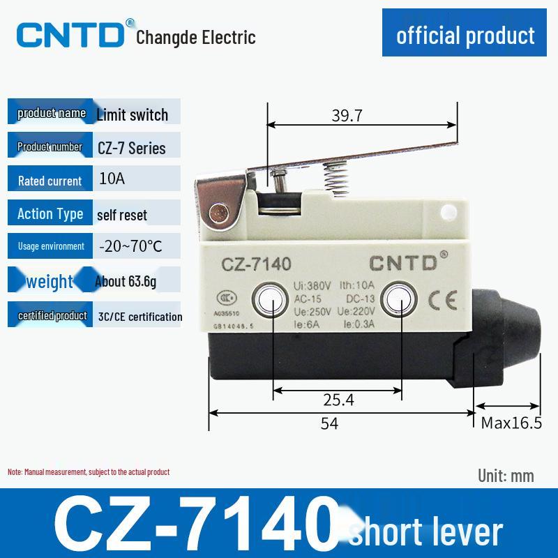 CNTD CZ Limit TZ Micro Switches: Models CZ-7310, 7311, 7121, 7120, 7141, 7144.