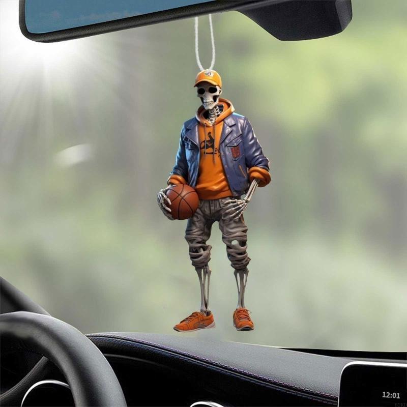 62KD Cool Skeleton Figurines Halloween Skul Pendant Car Ornament Cool Skul Statue