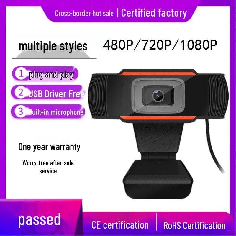1080P HD USB Webcam with Built-in Microphone for Network Conferencing - Plug and Play
