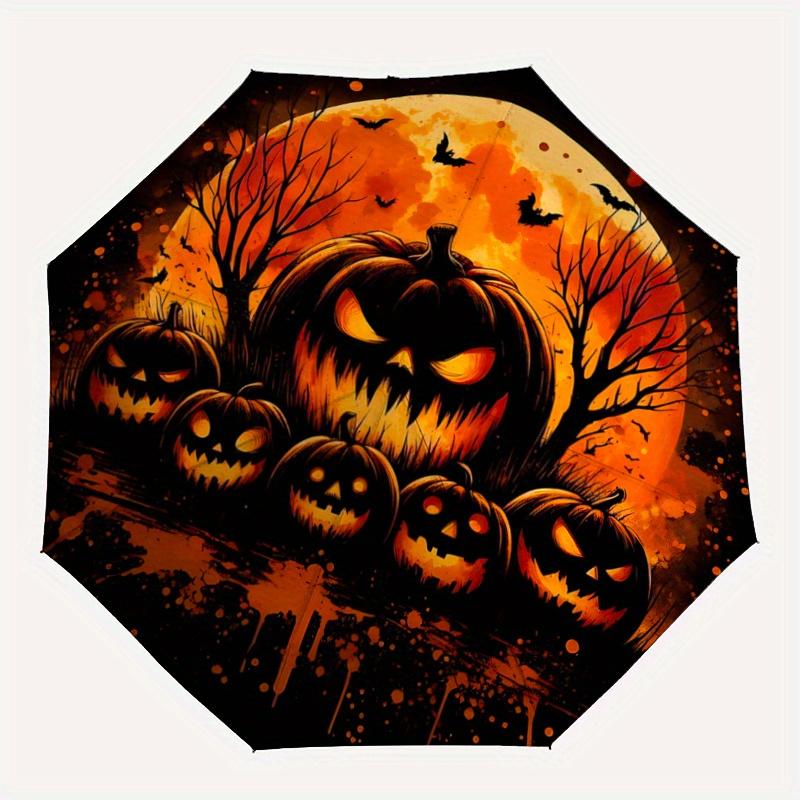 1pc Scary Pumpkin Automatic Opening and Closing Umbrella - Lightweight 3-Fold Design, Suitable for Fans, Travel, Daily Use - Official Product, In