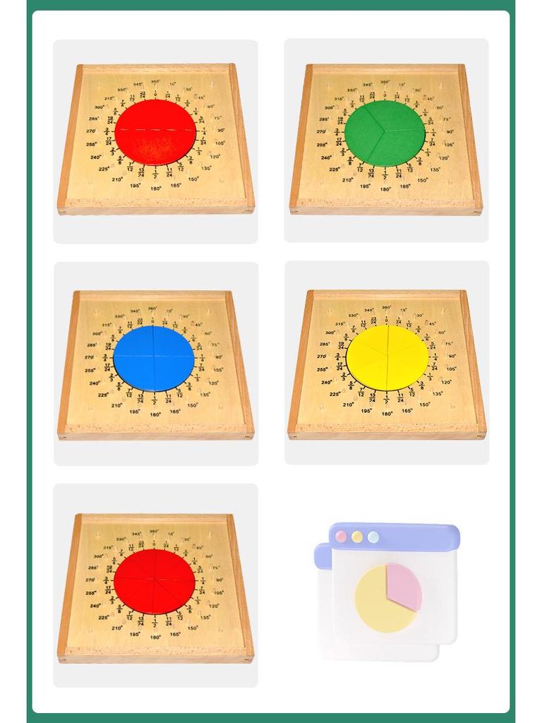Montessori Math Fraction Puzzle Board for Early Education Kids