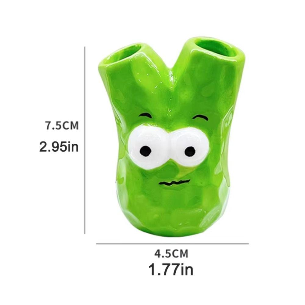 Creative Ceramic Toothbrush Holder Scallion Shape Makeup Brush Shelf  Home Decor