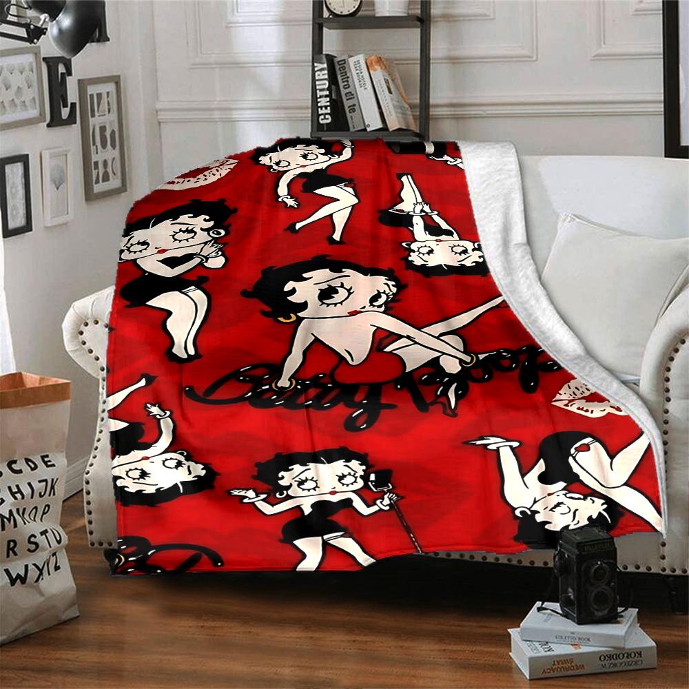 1pc Betty Boop Adventures Flannel Blanket,Ultra Soft Warm Plush Throw for Home Bedroom Bed Sofa Cover Camping Picnic gift Y72429