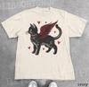 Vintage Angel Wing Cat Graphic Tee, Cute Black Kitten Shirt, Retro Playful Kitty Love Shirt, Coquette Cottagecore Cat Lover Tee