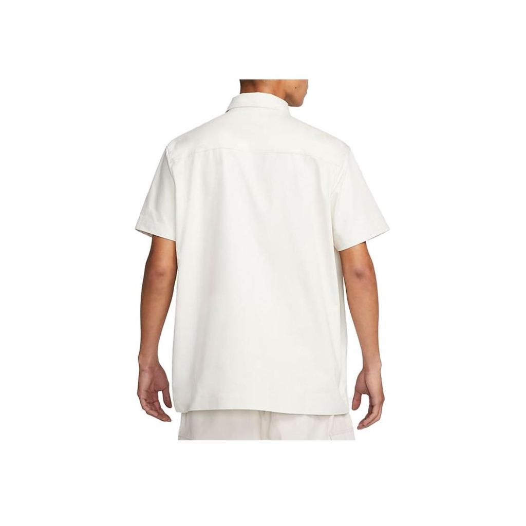 Nike Solid Color Logo Pocket Button-Down Short Sleeve Jacket Men Jacket White DX3341-030
