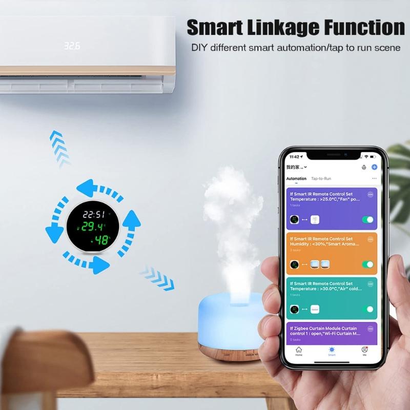 Temperature Humidity Sensor Real Time Monitoring Wireless Indoor Climate Monitor with LED Backlit Display for Home
