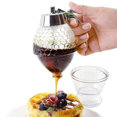 No Drip Honey Pot with Stand Sealed Acrylic Honey Dispenser Clear Honey Storage Tank  Kitchen