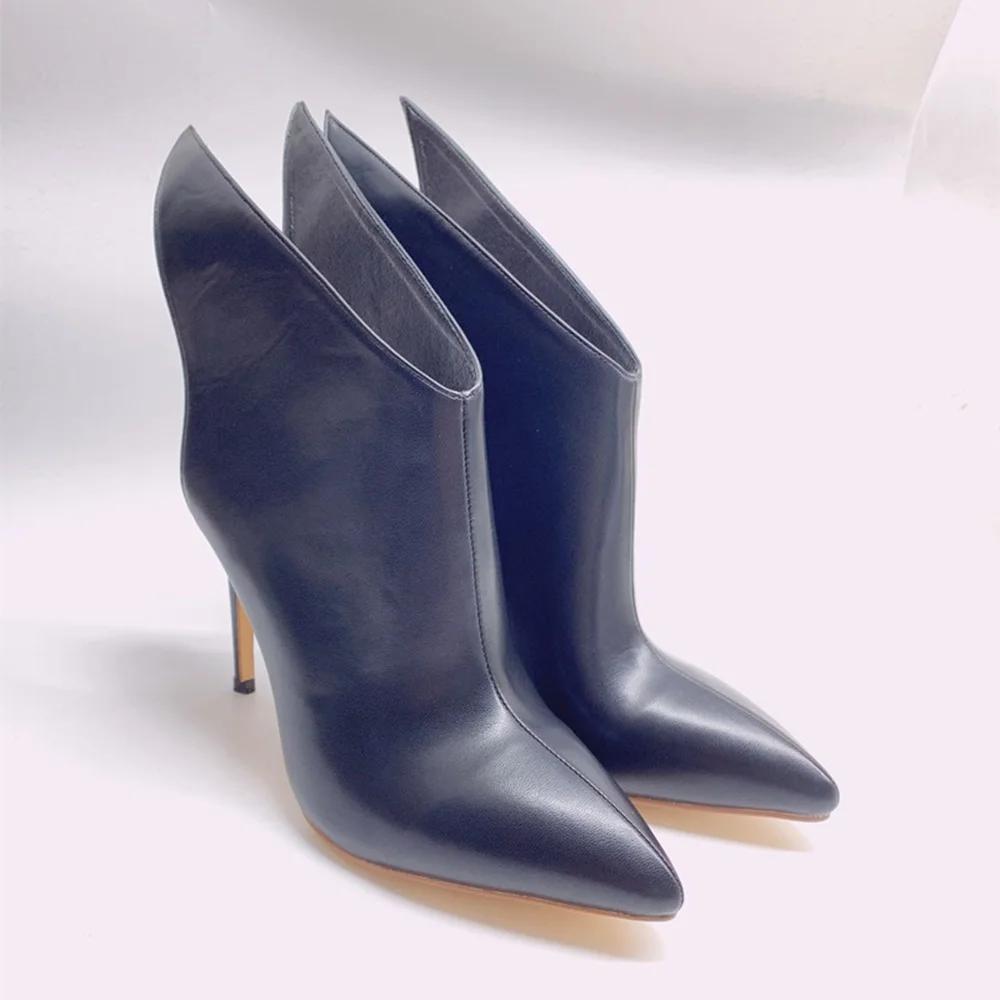 Fashion Winter Fashion Boots Pointed Toe Wing Stiletto Heel Slip On Boots Women Black PU 2025 Novel Ankle Boots Large Size 45