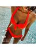 Solid Color Sexy Triangle Bikini - Two-Piece Backless Beach Swimwear