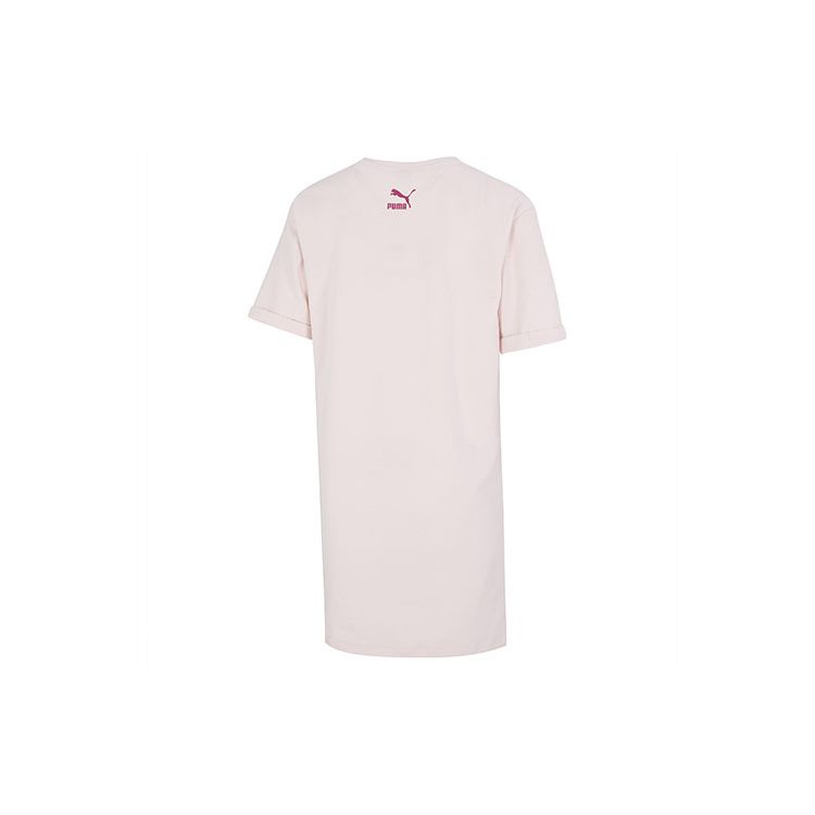Puma Solid Color Logo Print Sports Casual Comfortable Breathable Loose Round Neck Short Sleeve Dress Women dresses Iceland-Pink 538774-48
