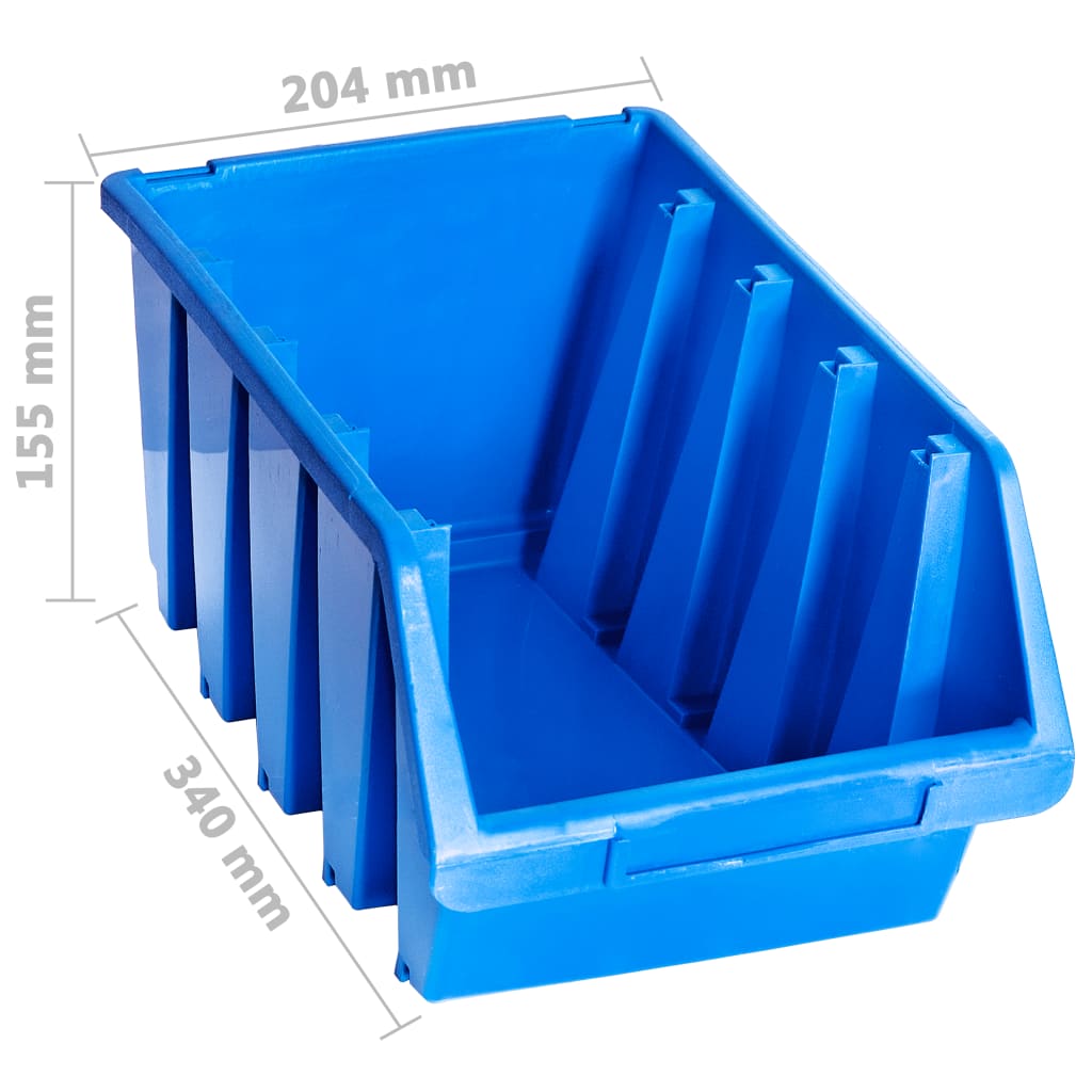 Vidaxl Stackable Containers, 14 Pcs., Blue, Plastic