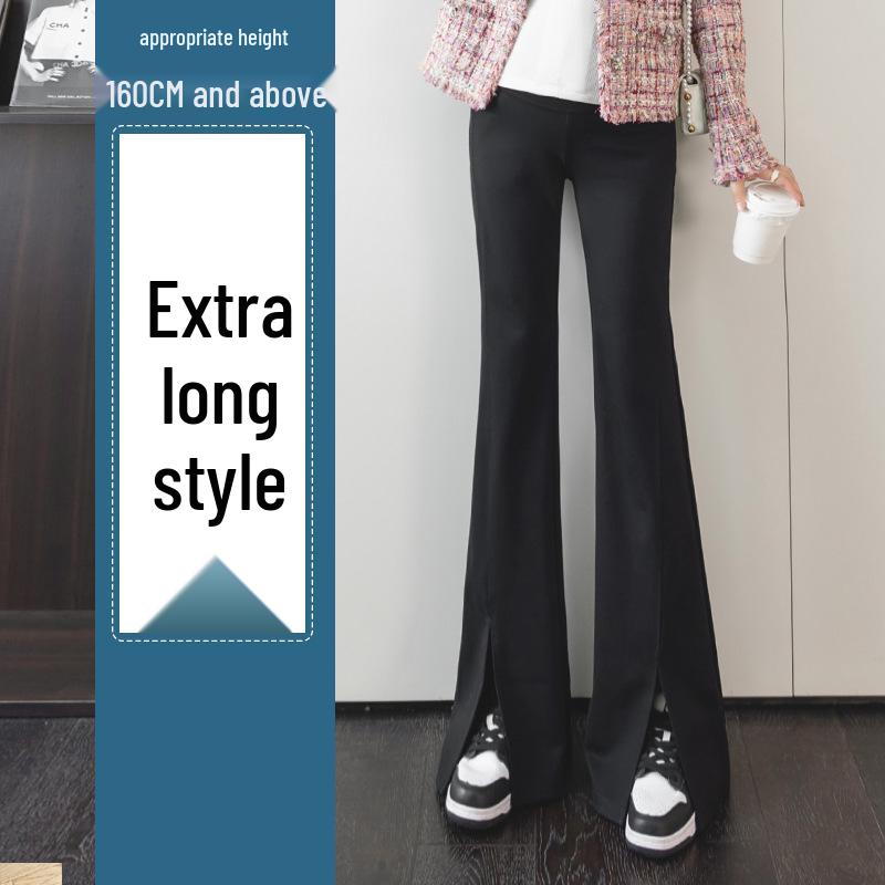 High-Waisted Maternity Flare Pants - Trendy, Loose, Split Wide-Leg Design for Comfortable Fit