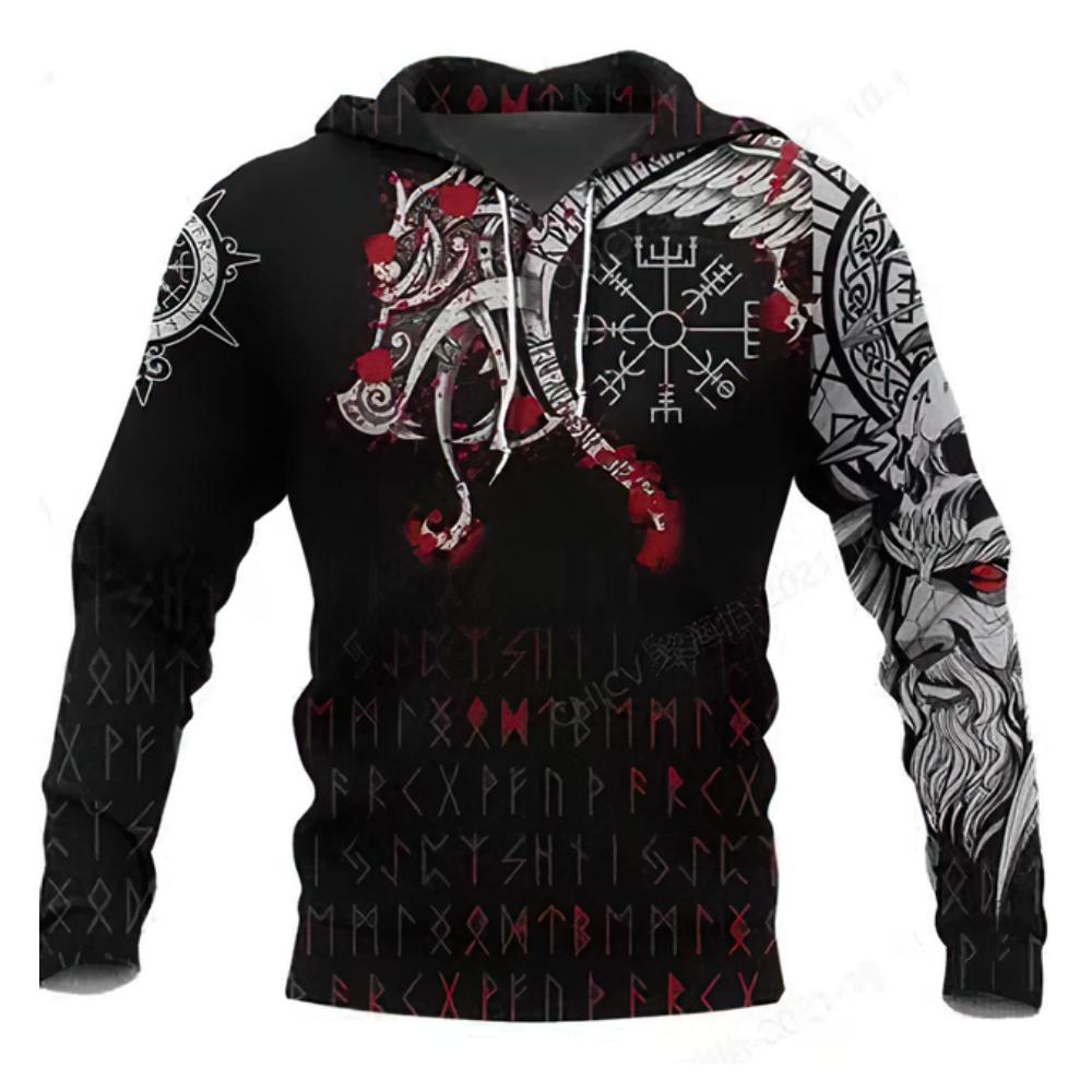 Nordic Pirates Print Men's Hoodies Hip Hop Trend Harajuku Vintage Clothes Oversized Hoodie Autumn and Winter Casual Sweatshirts