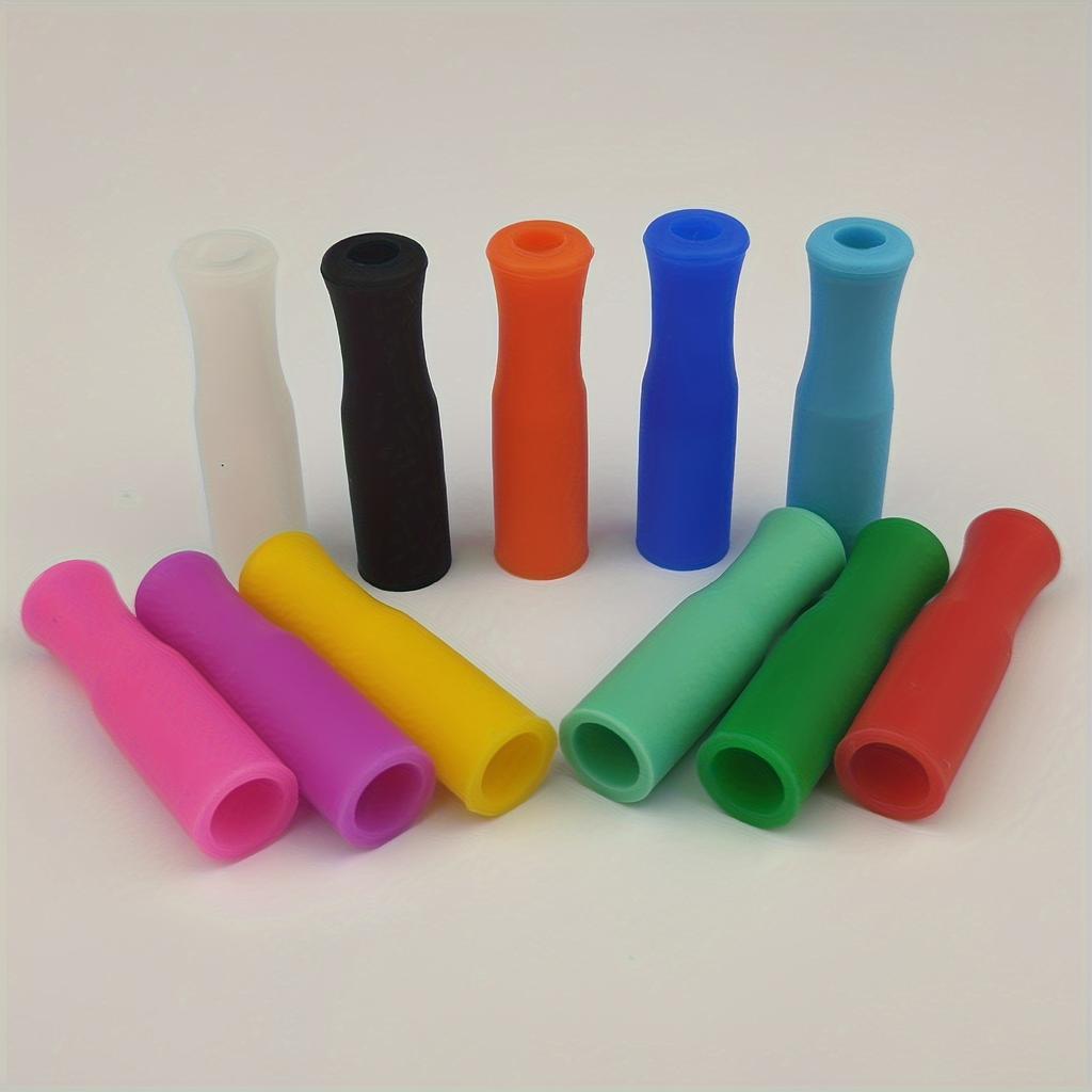 50pcs Reusable Straw Tips,Multi-Colored Covers for 6mm Wide Stainless Steel Straws