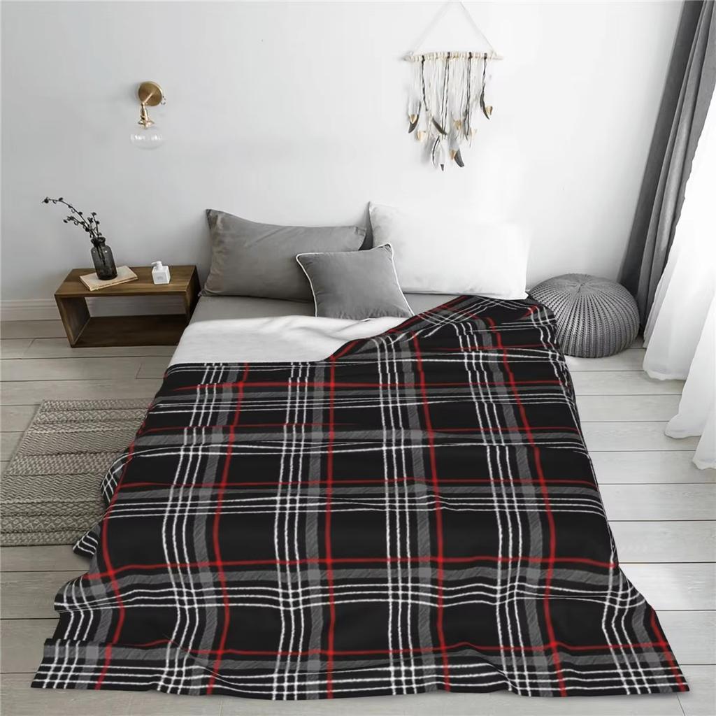 Tartan Flannel Throw Blanket  Soft Warm  Bedspread for Bed Living Room Picnic Travel Sofa